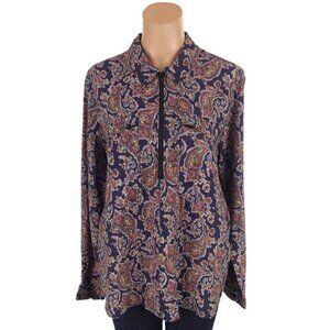 ba&sh Pietro Paisley-print Woven Shirt Size 3 US 10 Blue Multi